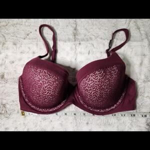 Victoria's Secret Burgundy Purple Body by Victoria Lace Demi Bra 32DD
